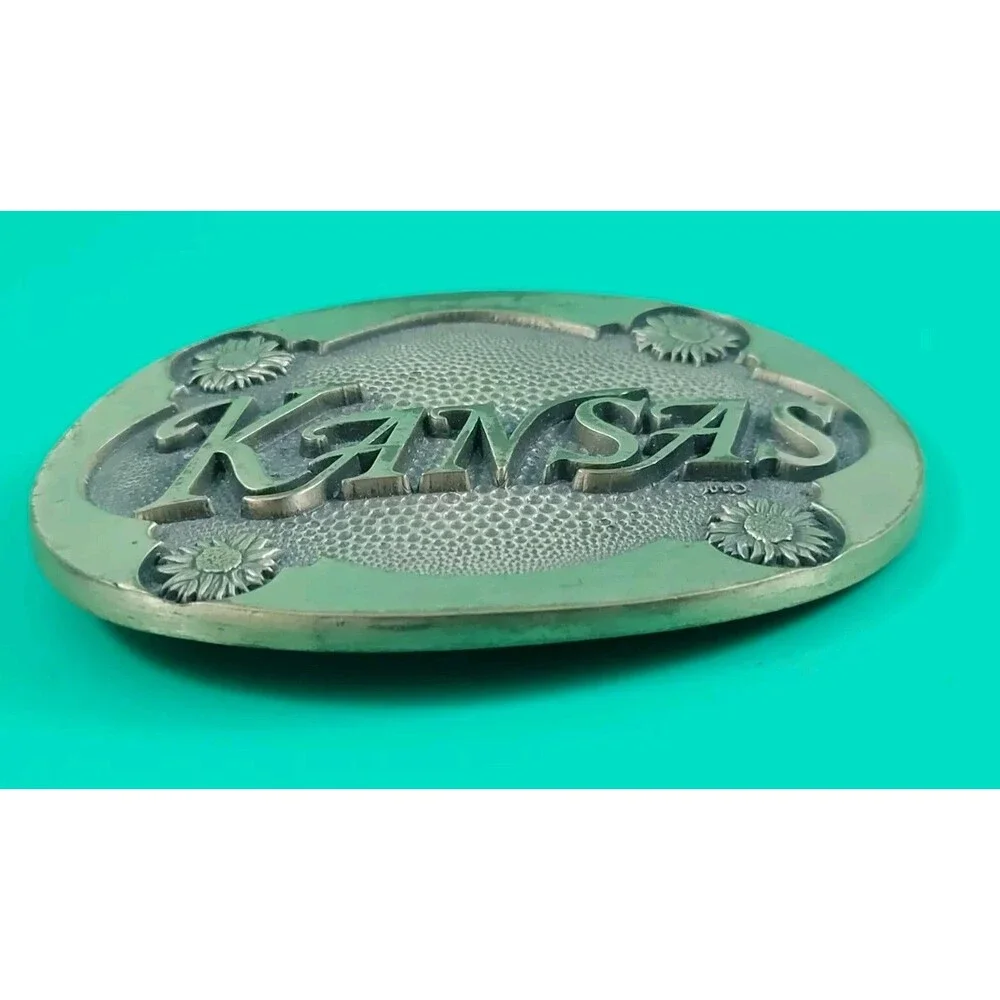 KANSAS Belt Buckle First Edition Award Design Medals ADM Brass Vintage Sunflower